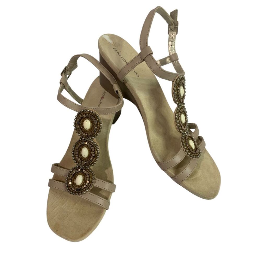 Size 8.5 Bandolino Womens Embellished Wedge Heel Sandals